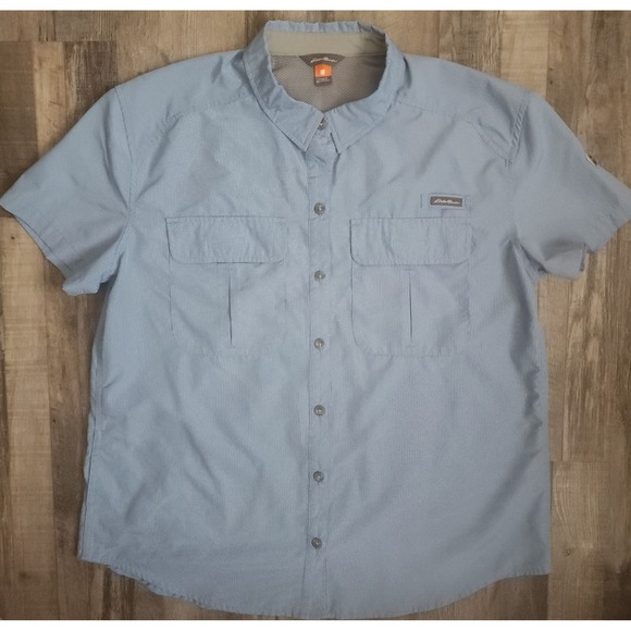 Eddie Bauer Other - Eddie Bauer Sport Shop Shirt Mens Large Blue Micro Check Short Sleeve Hiking